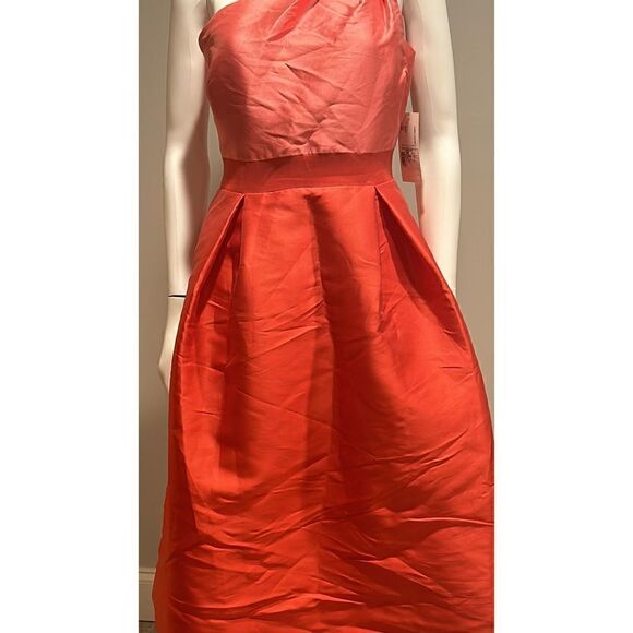 Teri Jon One Shoulder Colorblocked Satin Cocktail Dress Size 6 - Picture 9 of 13